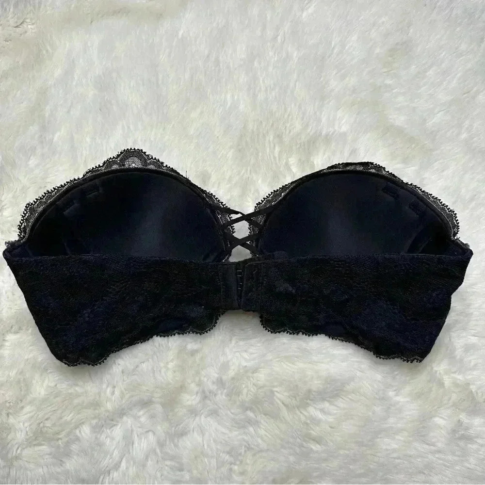 La Senza Strapless Push Up Bra Lace Black & Cream Size 32C - Picture 4 of 16